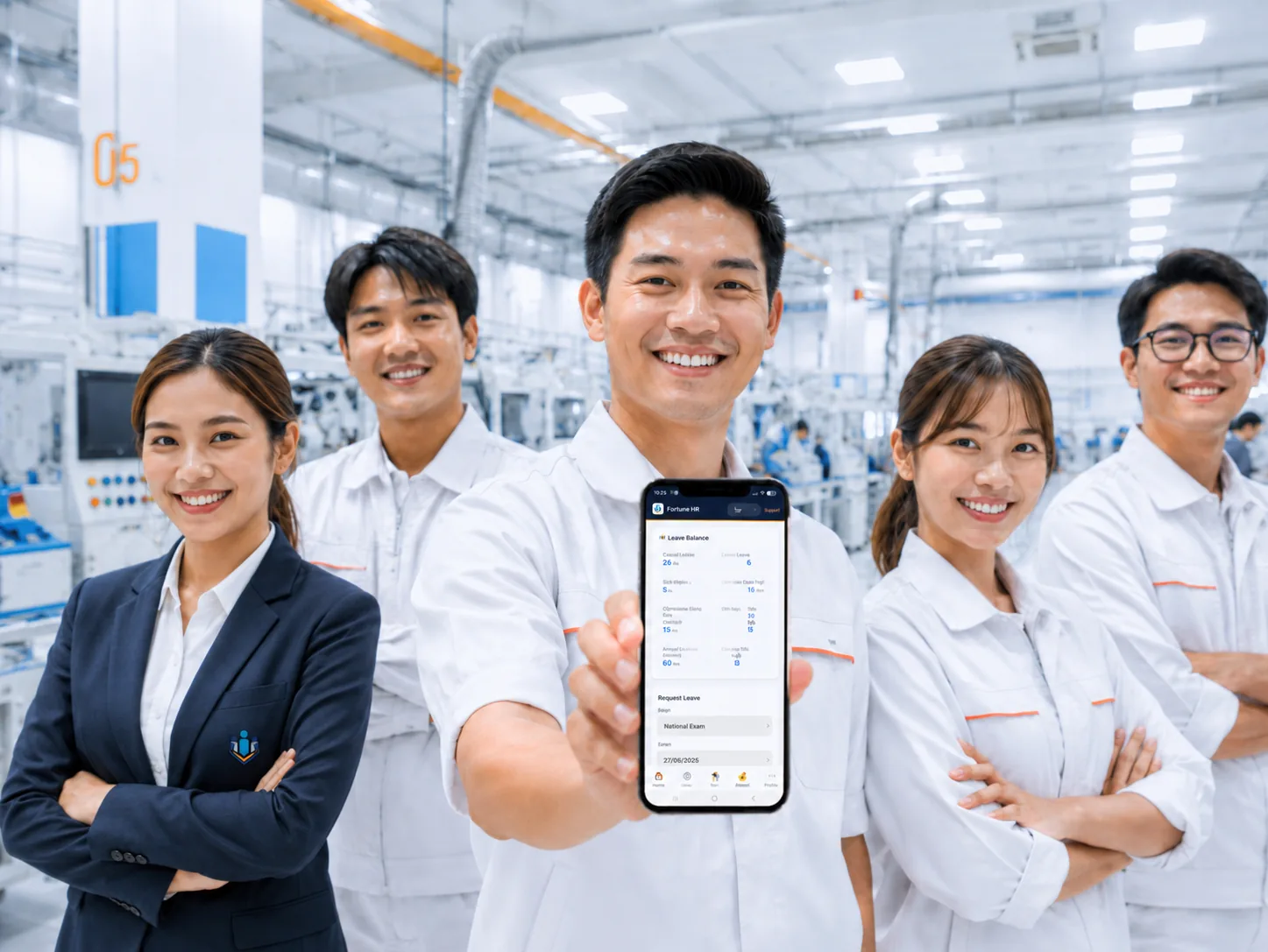 Frontline HR — ทีมหน้างานใช้แอปบนมือถือ